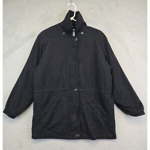 London Fog Jacket Women's Small Regular Black Insulated Soft Faux Suede Basic Co